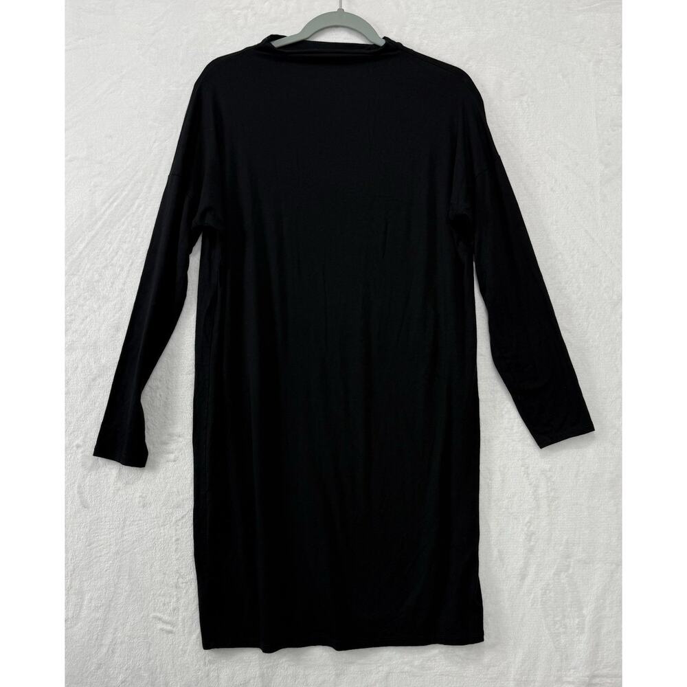 Eileen Fisher Black Stretch Jersey Knit Round Neck Dress Size Medium